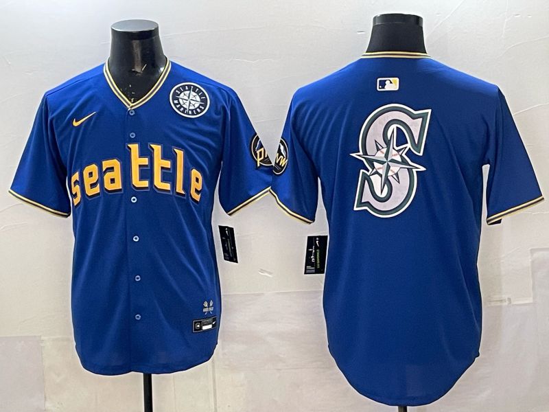 Men 2025 Seattle Mariners Blank Blue City Edition Nike MLB Jersey 35
